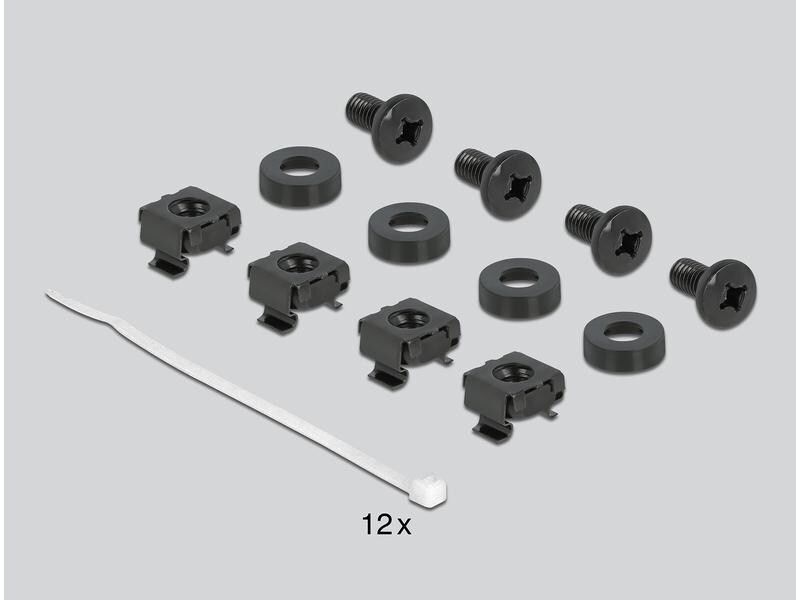 Delock Bürstenleiste mit Kabelabfangplatte, 1HE 10 Rack, Schwarz