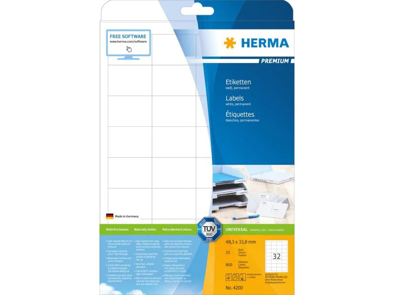 HERMA Universal-Etiketten 4200 48.3 x 33.8 mm, 800 Etiketten