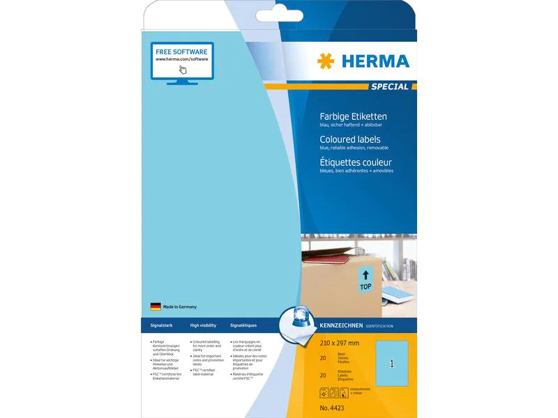 HERMA Universal-Etiketten A4 210 x 297 mm Blau
