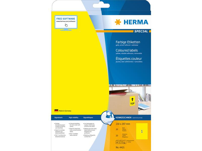 HERMA Universal-Etiketten A4 210 x 297 mm Gelb