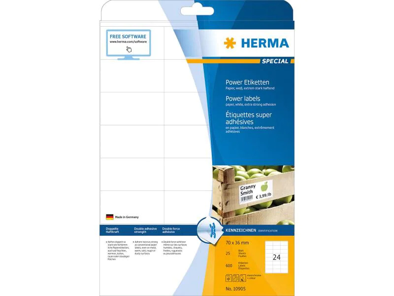 HERMA Universal-Etiketten Power 10905 70 x 36 mm