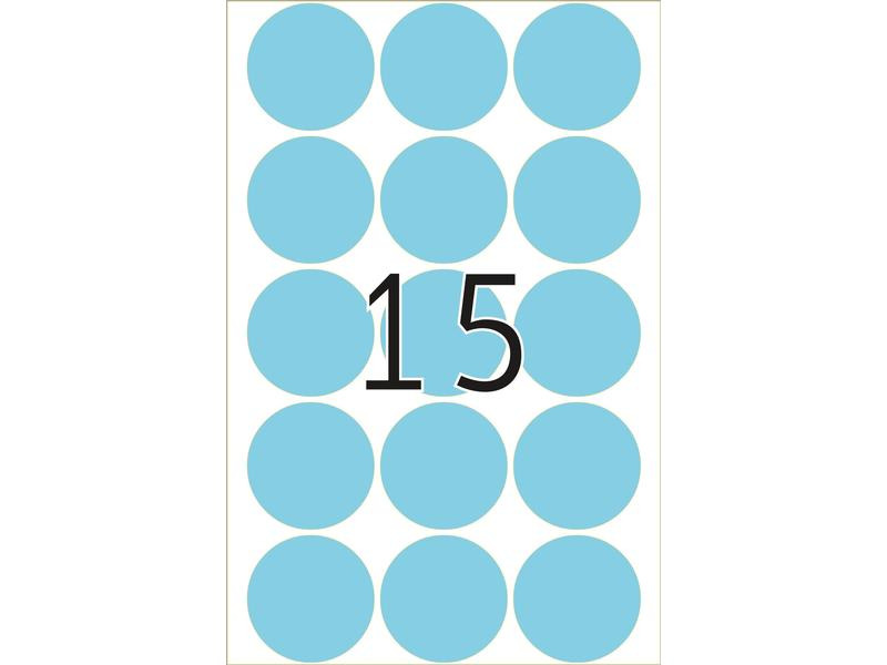 HERMA Vielzweck-Etiketten A4, 2273 Blau Ø 32 mm, 32 Blatt