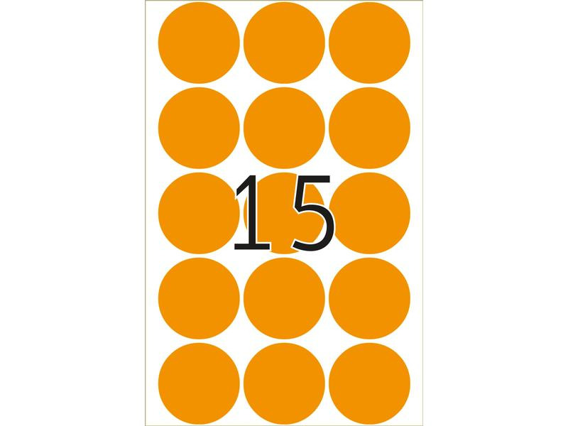 HERMA Vielzweck-Etiketten A4, 2274 Leuchtorange Ø 32 mm, 32 Blatt