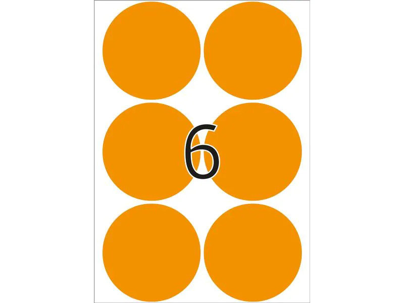 HERMA Vielzweck-Etiketten A4, 2284 Leuchtorange Ø 50 mm, 32 Blatt