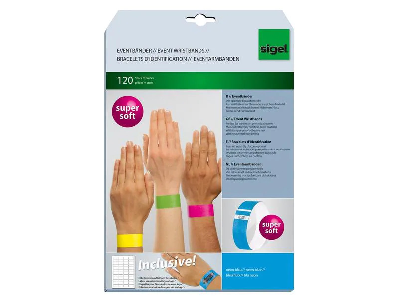 Sigel Eventbänder Super Soft 25.5 x 2.5 cm, 120 Blatt, Neon Blau