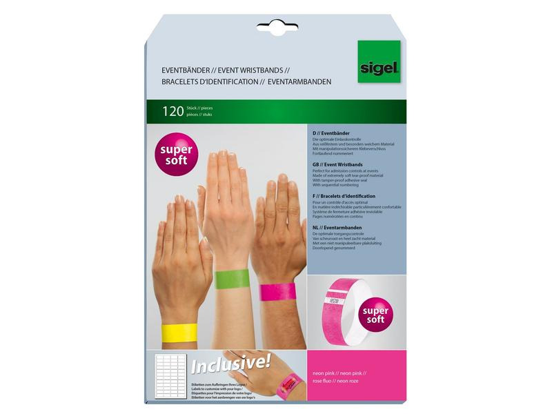 Sigel Eventbänder Super Soft 25.5 x 2.5 cm, 120 Blatt, Neon Pink
