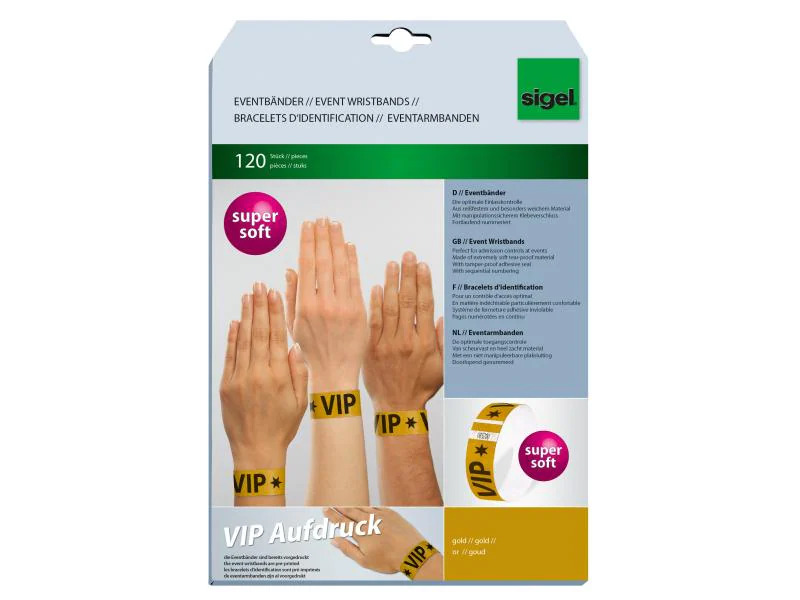Sigel Eventbänder VIP 25.5 x 2.5 cm  Gold