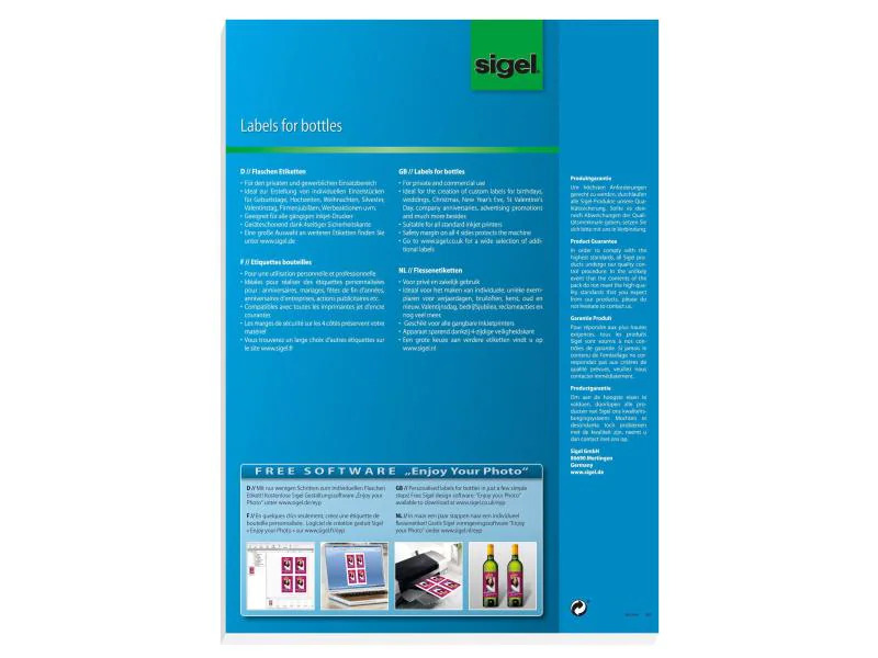 Sigel Flaschen-Etiketten 80 x 120 mm