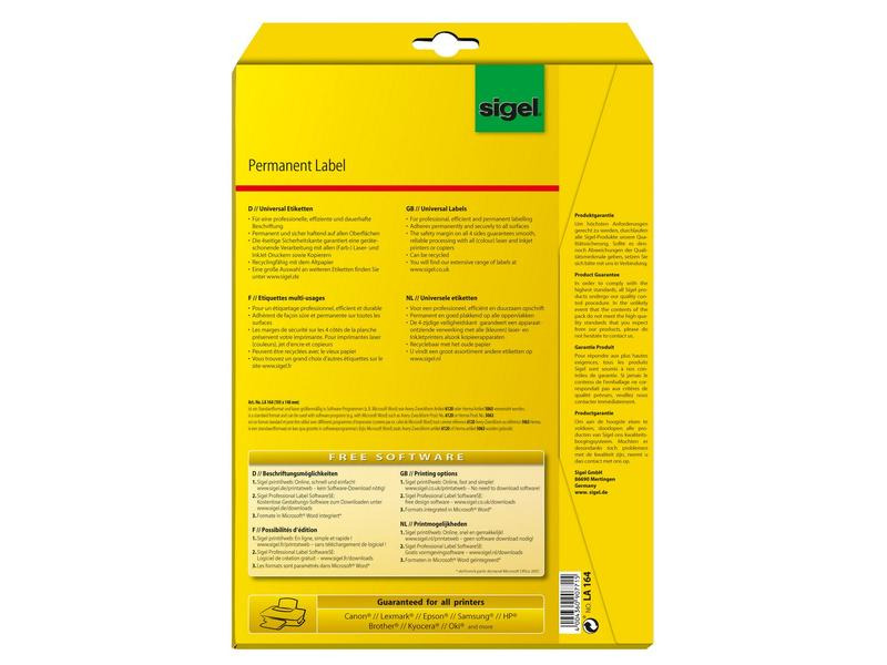 Sigel Universal-Etiketten 10.5 x 14.8 cm, 25 Blatt, Weiss