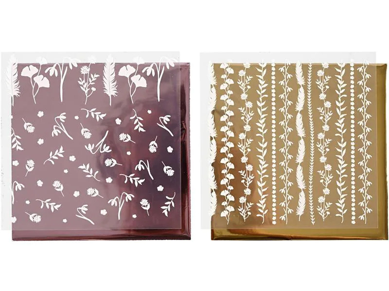 Creativ Company Folie Transferblatt 15 x 15 cm, 2 Stück, Bordeaux/Gold