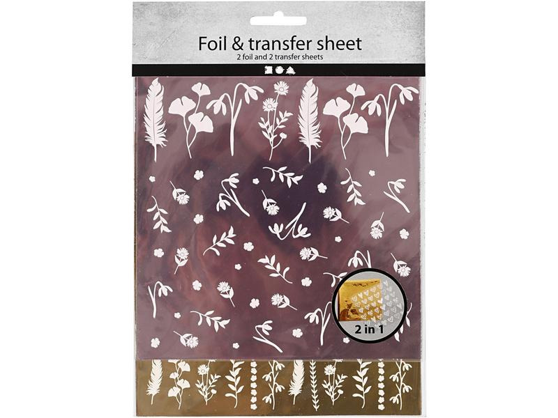 Creativ Company Folie Transferblatt 15 x 15 cm, 2 Stück, Bordeaux/Gold