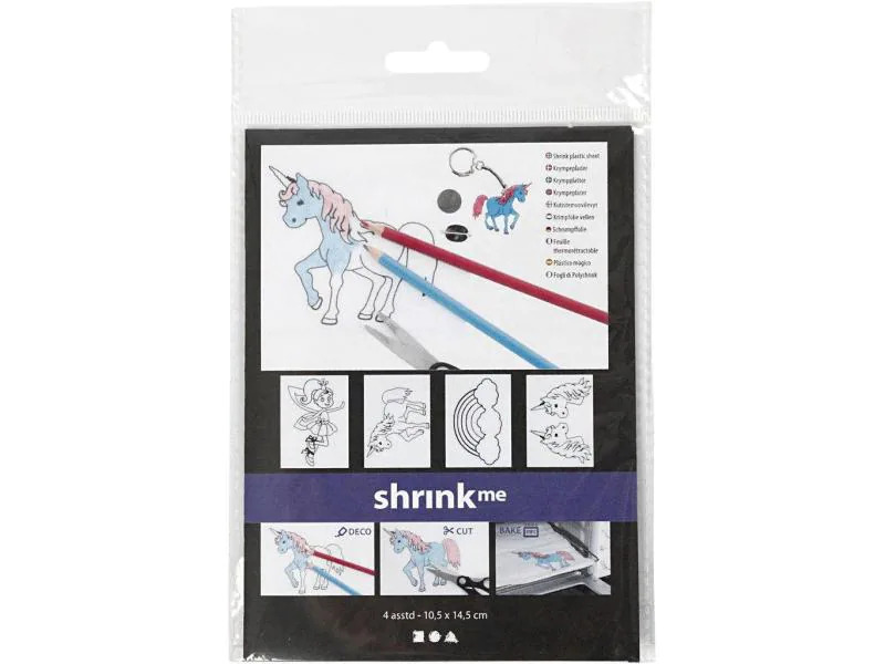 Creativ Company Schrumpffolie 10.5 x 14.5 cm Einhorn, 4 Stück