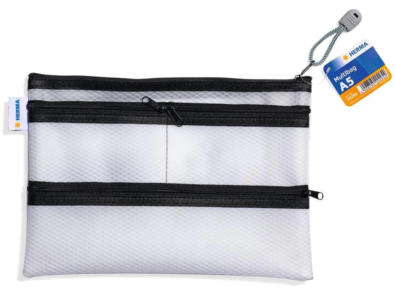 HERMA Etui Mesh Bag A5, 14 x 21.7 cm, Schwarz/Weiss