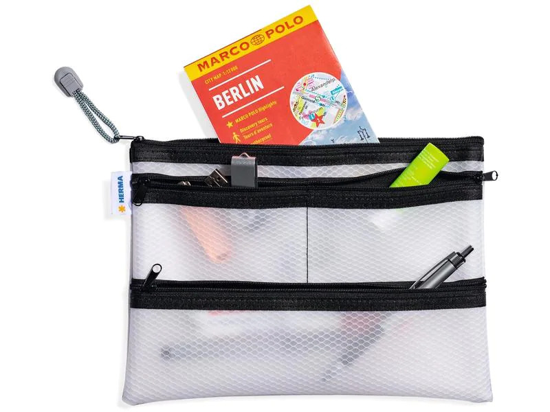 HERMA Etui Mesh Bag A5, 14 x 21.7 cm, Schwarz/Weiss