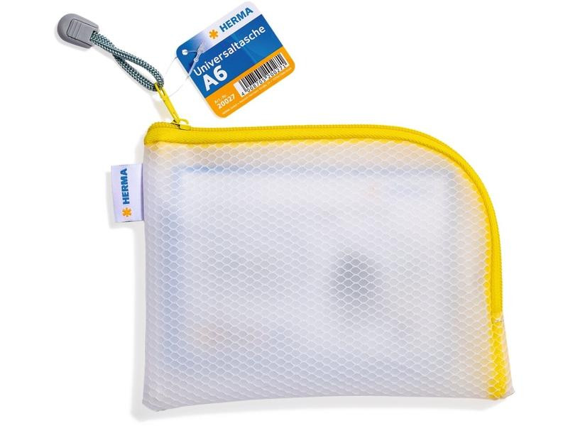 HERMA Etui Mesh Bag A6, 10.5 x 14.8 cm, Gelb/Weiss