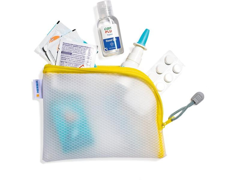 HERMA Etui Mesh Bag A6, 10.5 x 14.8 cm, Gelb/Weiss