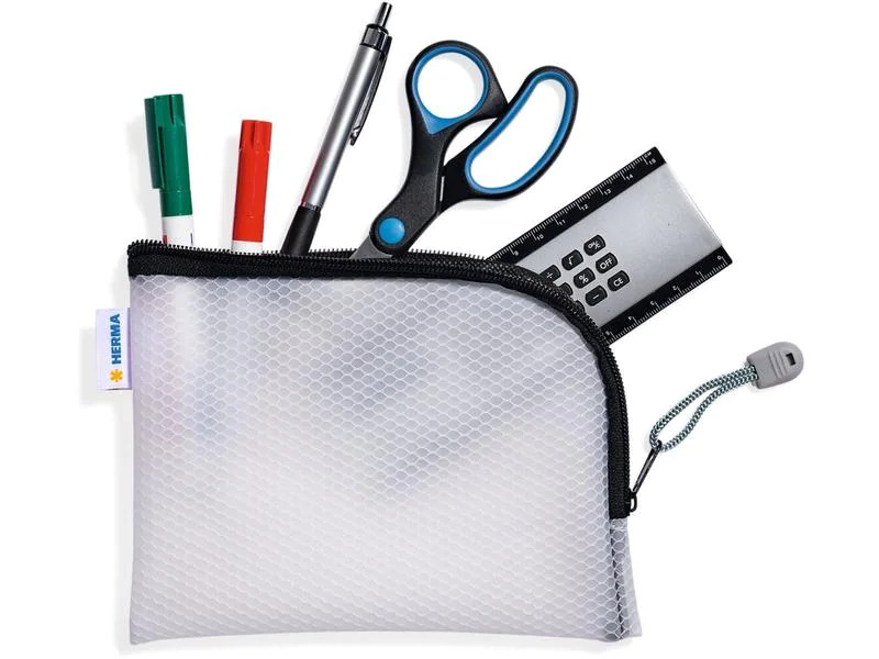 HERMA Etui Mesh Bag A6, 10.5 x 14.8 cm, Schwarz/Weiss