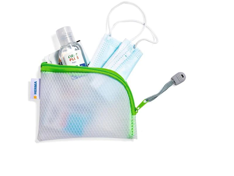 HERMA Etui Mesh Bag A7, 7.4 x 10.5 cm, Grün/Weiss