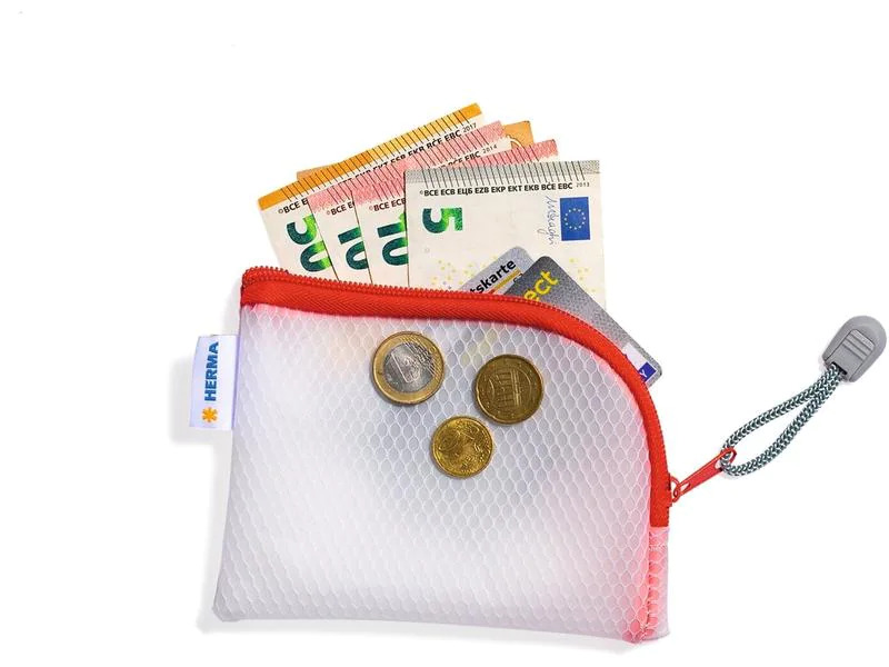 HERMA Etui Mesh Bag A7, 7.4 x 10.5 cm, Rot/Weiss