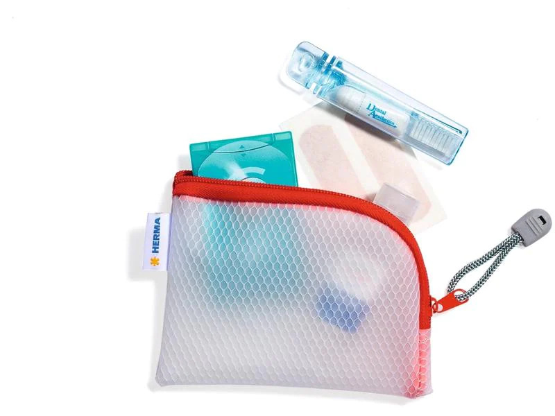 HERMA Etui Mesh Bag A7, 7.4 x 10.5 cm, Rot/Weiss