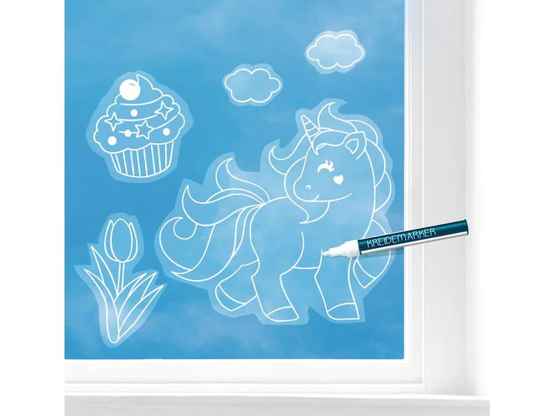 URSUS Fensterfolie Kreidemarker Girls 23 x 33 cm, 10 Stück, Weiss