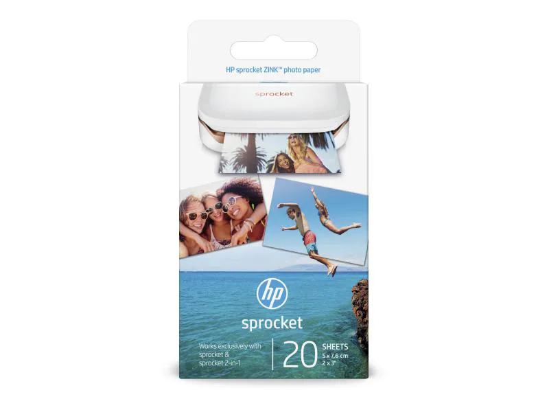 HP Fotopapier Sprocket 5 x 7.6 cm selbstklebend, 20 Blatt