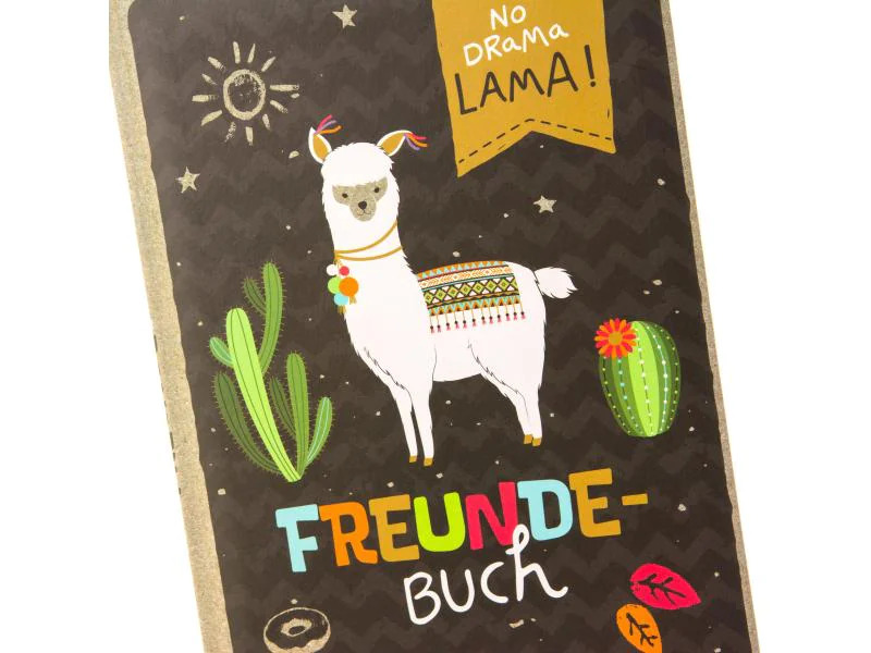 Goldbuch Freundebuch Lama