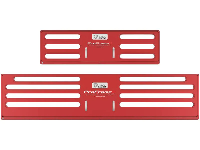 GREY SHEEP. Kennzeichenhalterset ProFrame 2, KFZ-lang, Velocity Red