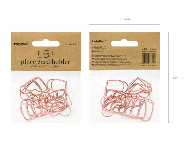 Partydeco Tischkarte Halter Herz 2.5 cm, 10 Stück, Rosegold