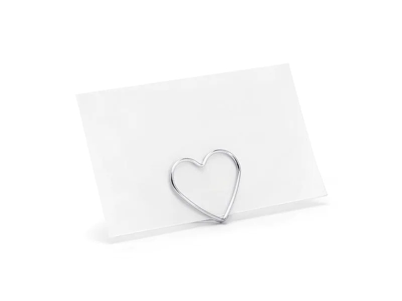 Partydeco Tischkarte Halter Herz 2.5 cm, 10 Stück, Silber