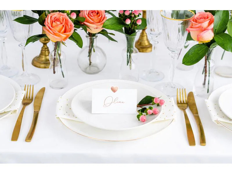 Partydeco Tischkarte Herz 10 x 5 cm, 10 Stück, Rosegold