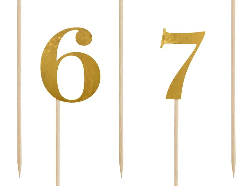 Partydeco Tischkarte Nummern 26.5 cm, 10 Stück, Spiegelpapier, Gold