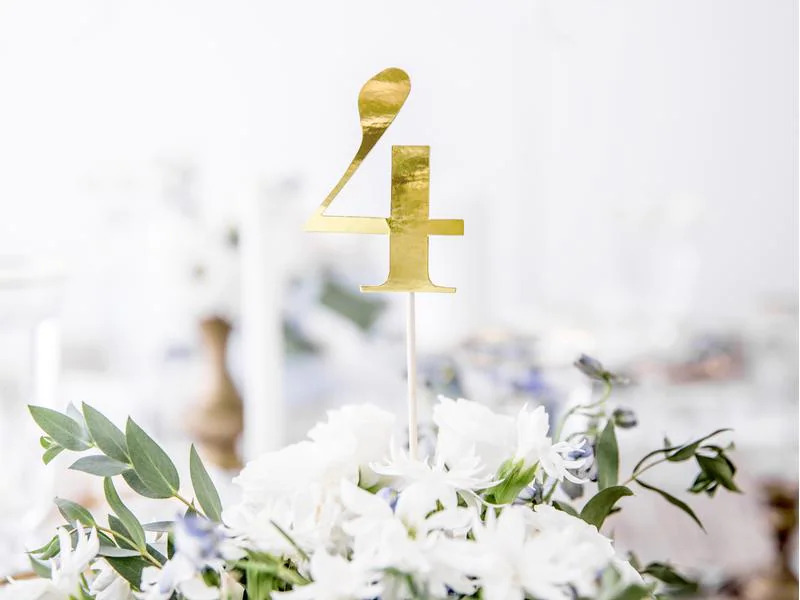 Partydeco Tischkarte Nummern 26.5 cm, 10 Stück, Spiegelpapier, Gold