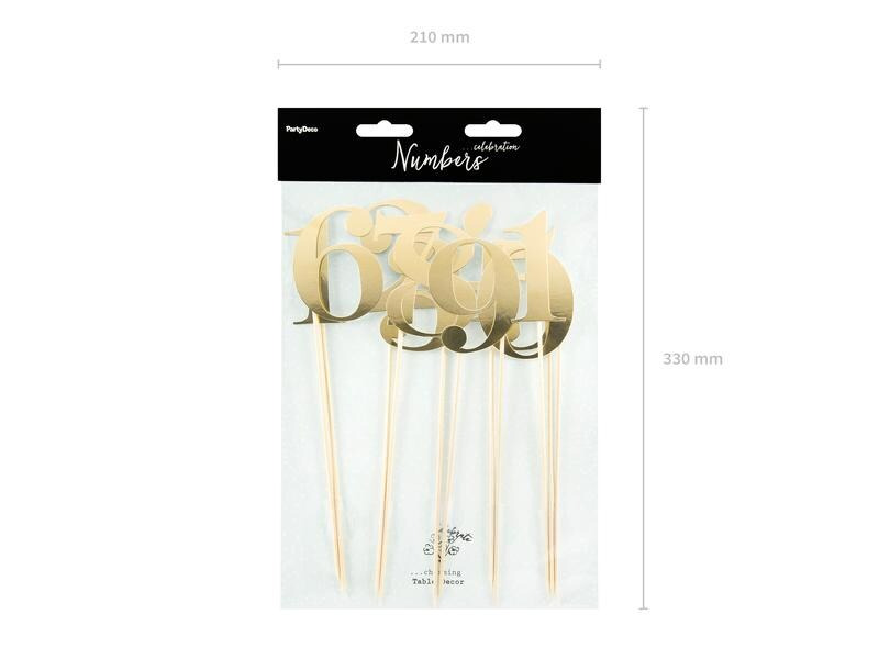 Partydeco Tischkarte Nummern 26.5 cm, 10 Stück, Spiegelpapier, Gold