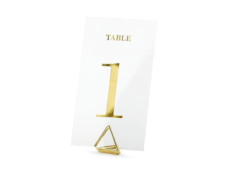 Partydeco Tischkarte Nummern 7 x 12 cm, 20 Stück, Transparent/Gold