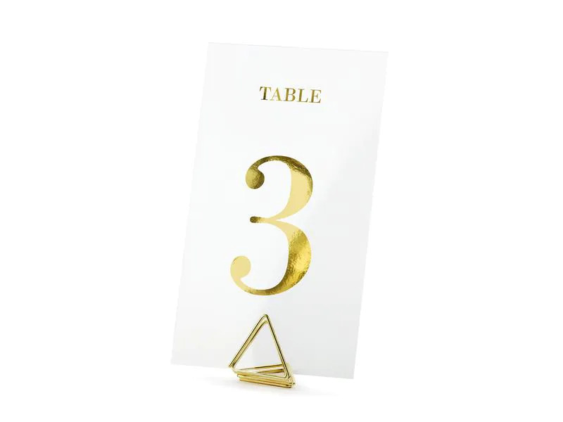 Partydeco Tischkarte Nummern 7 x 12 cm, 20 Stück, Transparent/Gold