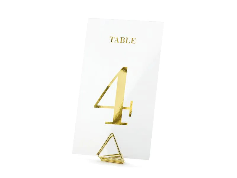 Partydeco Tischkarte Nummern 7 x 12 cm, 20 Stück, Transparent/Gold