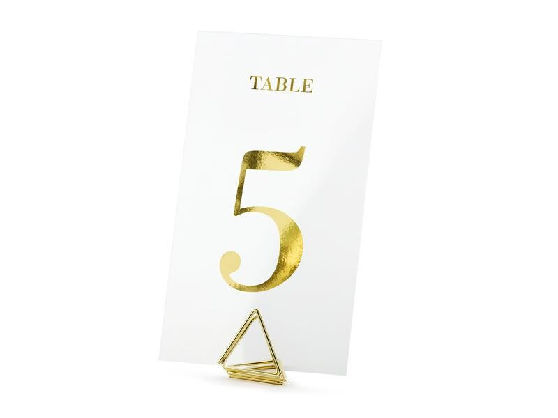 Partydeco Tischkarte Nummern 7 x 12 cm, 20 Stück, Transparent/Gold