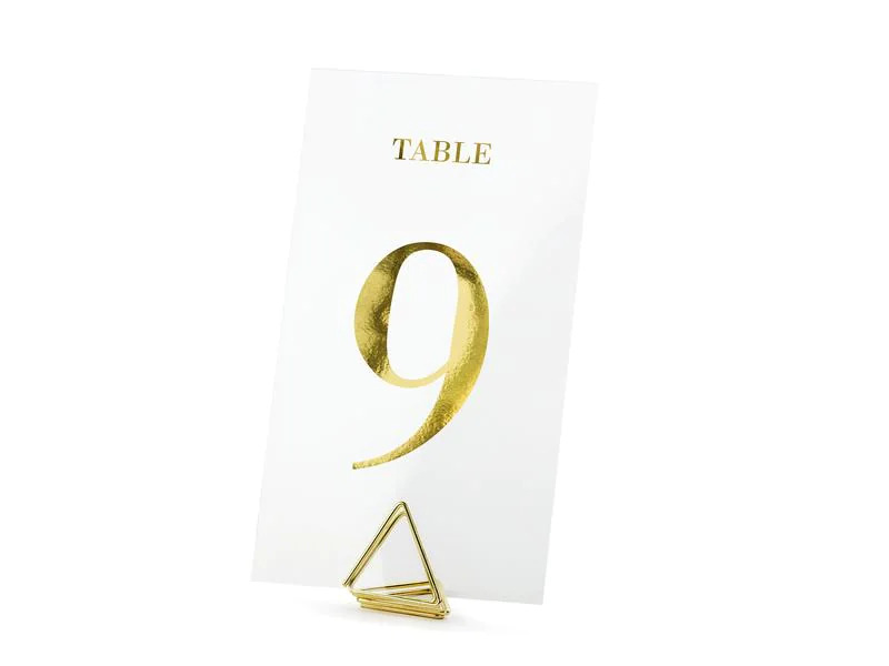 Partydeco Tischkarte Nummern 7 x 12 cm, 20 Stück, Transparent/Gold