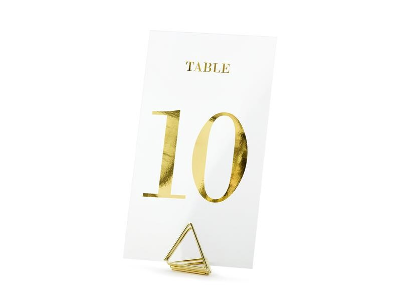 Partydeco Tischkarte Nummern 7 x 12 cm, 20 Stück, Transparent/Gold
