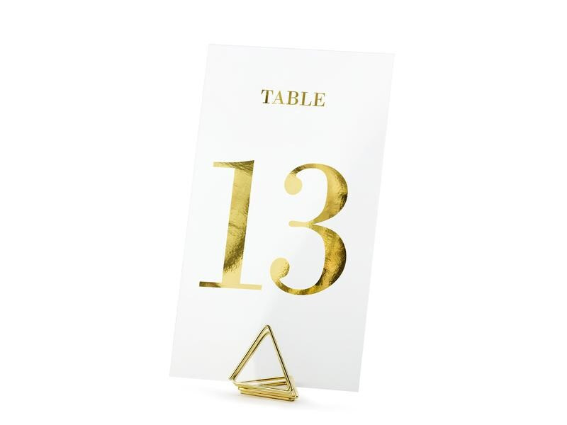 Partydeco Tischkarte Nummern 7 x 12 cm, 20 Stück, Transparent/Gold