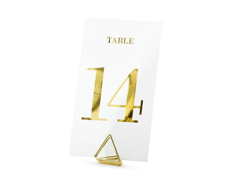 Partydeco Tischkarte Nummern 7 x 12 cm, 20 Stück, Transparent/Gold