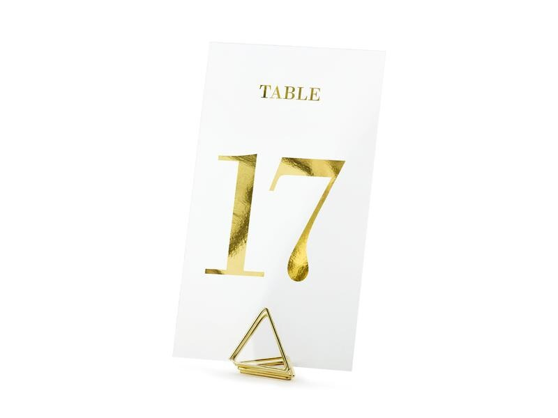 Partydeco Tischkarte Nummern 7 x 12 cm, 20 Stück, Transparent/Gold