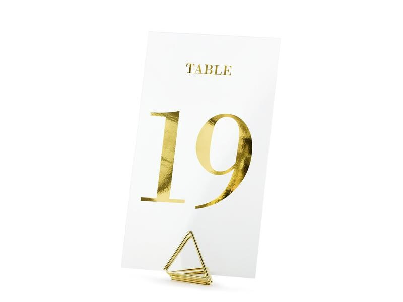 Partydeco Tischkarte Nummern 7 x 12 cm, 20 Stück, Transparent/Gold