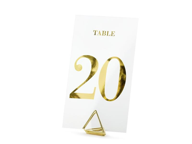 Partydeco Tischkarte Nummern 7 x 12 cm, 20 Stück, Transparent/Gold