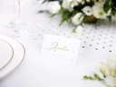 Partydeco Tischkarte Punkte 9.5 x 5.5 cm, 10 Stück, Weiss/Gold