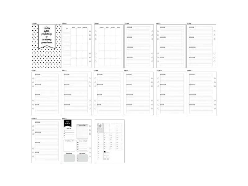 Creativ Company Papiersatzeinlage 5-Wochen-Plan, 142x210 mm, 7 Seiten