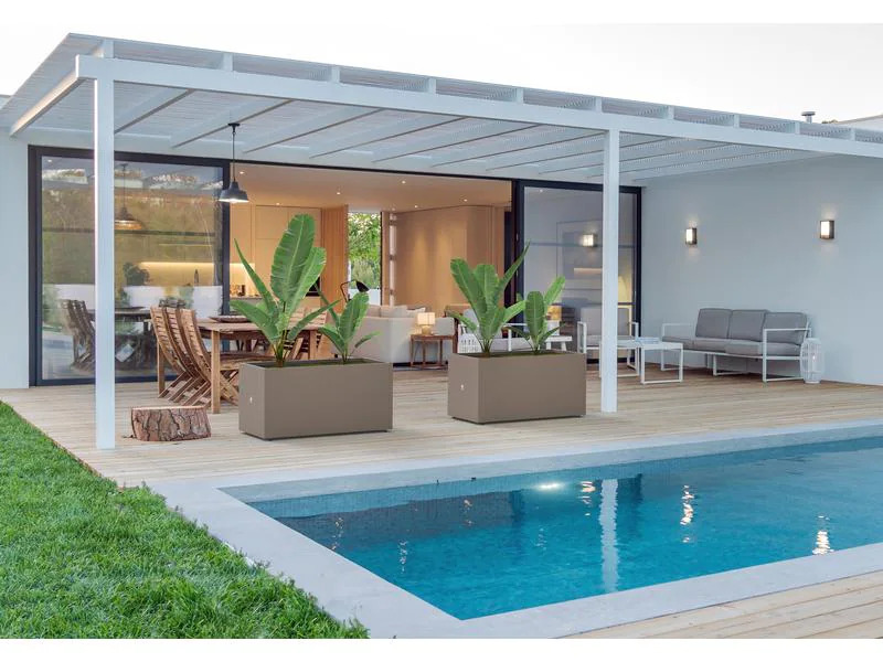 Herstera Pflanzentrog Metal Planter 50, 150 x 50 x 50 cm, Dark Taupe