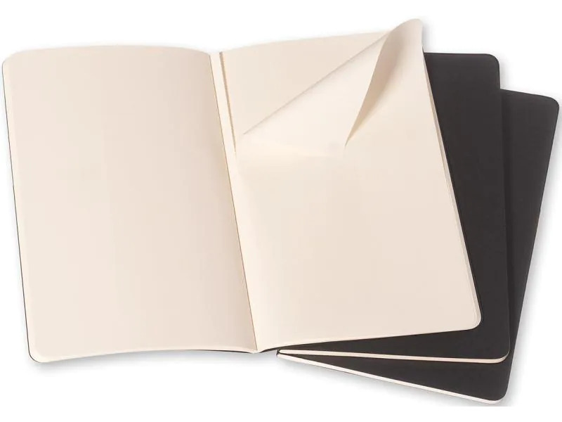 Moleskine Notizbuch A5 Blanko, Schwarz, 3-teilig