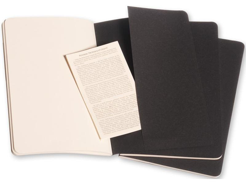 Moleskine Notizbuch A5 Blanko, Schwarz, 3-teilig